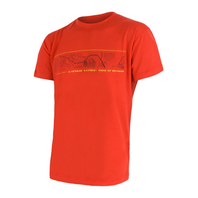 Sensor Merino Performance Tee krátký rukáv pánský GPS, Red